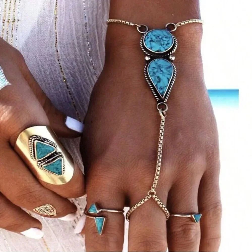 Boho stone hand chain #1902